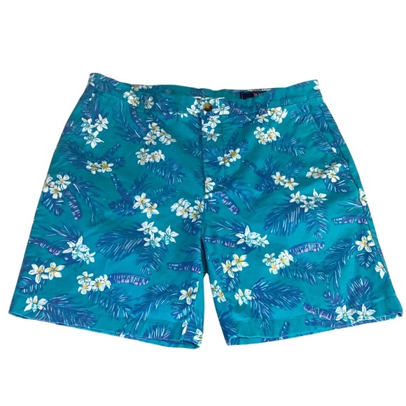 Vineyard Vines Other - Vineyard Vines Mens Breaker Shorts Size 38 Teal Blue Tropical Floral Palm Print
